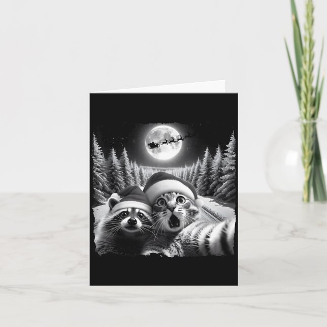 Carte Christmas Xmas Holiday Funny Cat Taking Selfie Rac (Devant)