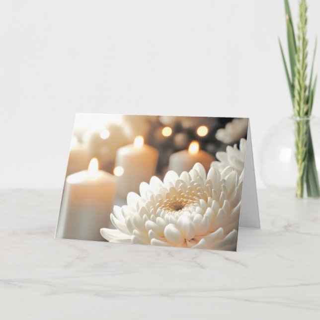 Carte Chrysanthème d'anniversaire Fleur et Bougies (Devant)