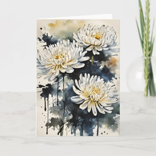 Carte Chrysanthème - Fleurs à l'aquarelle