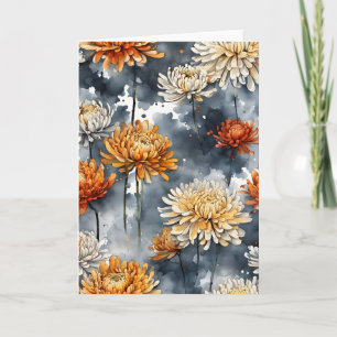 Carte Chrysanthème - Fleurs aquarelle