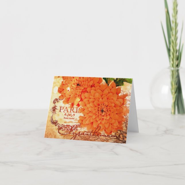 Carte Chrysanthèmes d'automne vintage (Devant)