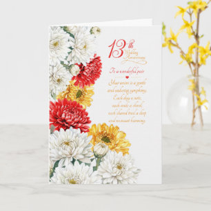 Carte Chrysanthèmes sentimentaux pour 13e anniversaire d