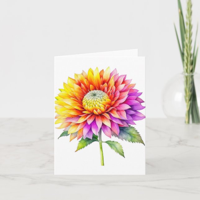 Carte Chrysanthemum Une étude sur l'aquarelle et le styl (Devant)