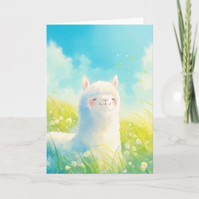Carte Chuchotements de printemps avec un alpaca (Devant)