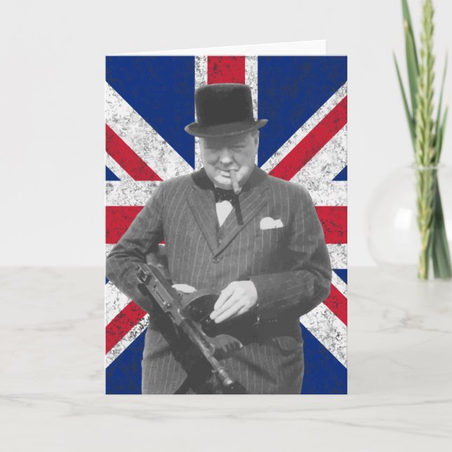 Carte Churchill Posing With The British Flag (Devant)