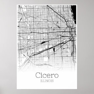 Carte Cicero - Illinois - Poster de carte de ville