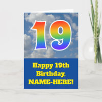 Ciel bleu nuageux, Motif arc-en-ciel "19" Annivers