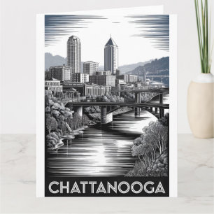 Carte Ciel de Chattanooga Tennessee Noir et Blanc Gravur
