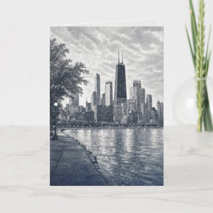 Carte Ciel de Chicago pour un anniversaire dans l'art po