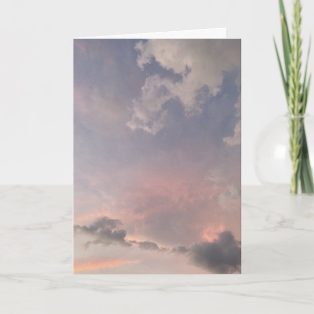 Carte Ciel de coucher de soleil pastel, nuages roses dou (Devant)
