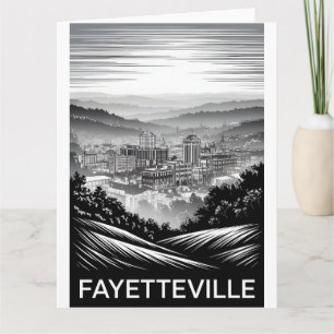 Carte Ciel de Fayetteville Arkansas Noir et Blanc Gravur