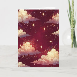 Carte Ciel de Nuages Roses Rêveur   Étoile Magique N