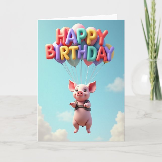 Carte Ciel de Petit Cochon Joyeux (Devant)