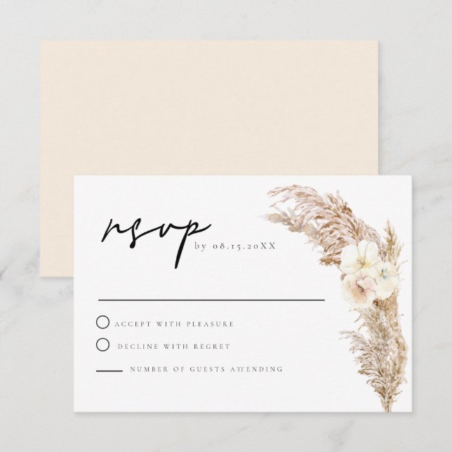 Carte CIERA Boho Pampas sec Grass RSVP (Devant / Derrière)