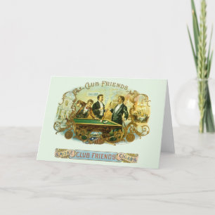 Carte Cigar vintage Étiquette Art, Club Friends Billard