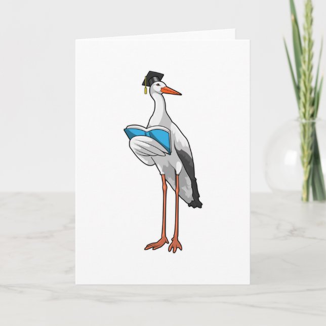 Carte Cigogne enseignante avec livre (Devant)