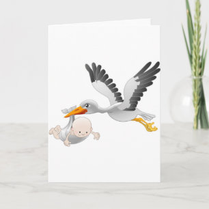 Carte cigogne et bébé