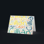 Carte Cillian<br><div class="desc">Cillian. Show and wear this popular beautiful male first name designed as colorful wordcloud made of horizontal and vertical cursive hand lettering typography in different sizes and adorable fresh colors. Wear your positive american name or show the world whom you love or adore. Merch with this soft text artwork is...</div>