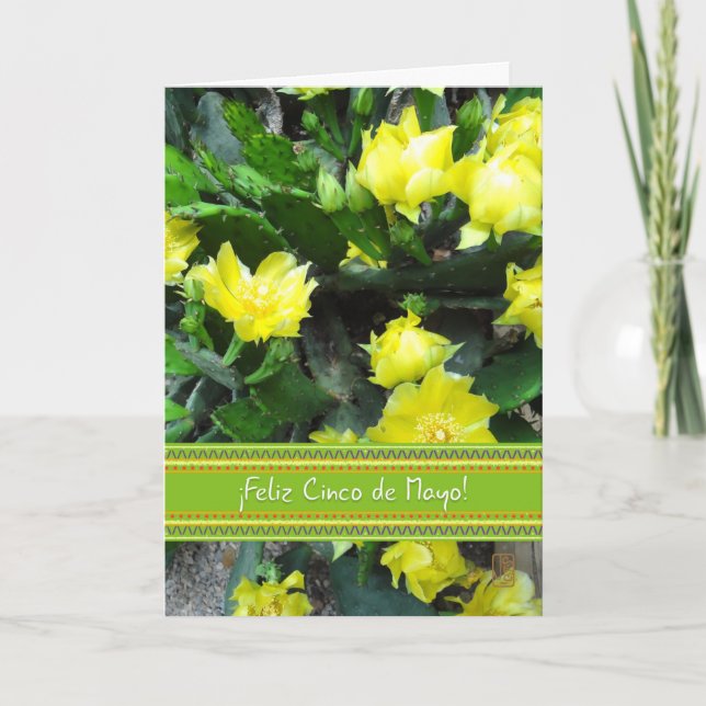 Carte Cinco de Mayo Cactus en pleine floraison en espagn (Devant)