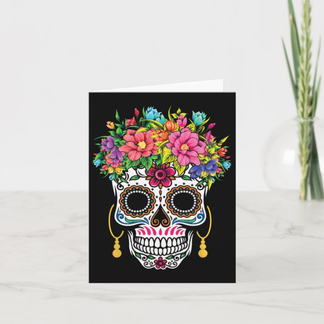Carte Cinco De Mayo Crâne à sucre Dia De Los Muertos Jou (Devant)