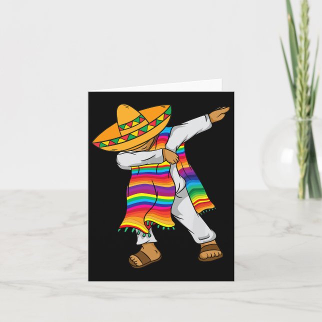 Carte Cinco De Mayo Dabbing Mexicaine Poncho Enfants (Devant)