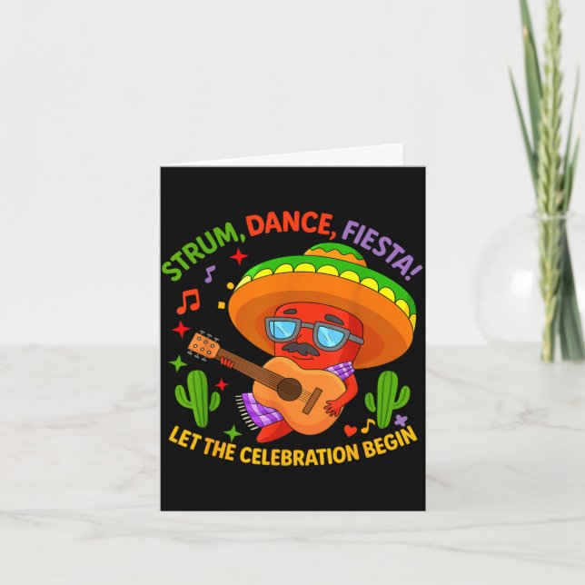 Carte Cinco de mayo drôle piment chapeau strum (Devant)
