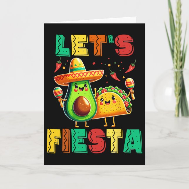 Carte Cinco De Mayo Faisons La Fête Avocat Et Tacos Cinc (Devant)