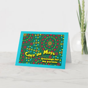 Carte Cinco de Mayo for Parents, design colorful mosaic