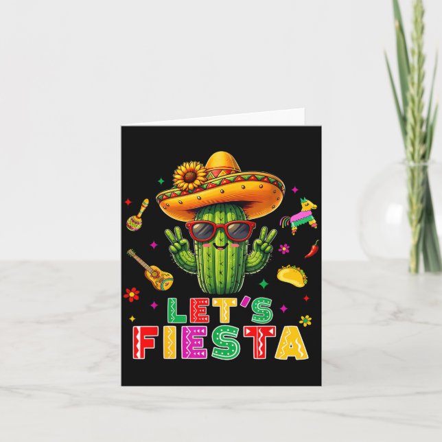 Carte Cinco De Mayo Mexicain Cactus Drôle Faisons la Fêt (Devant)