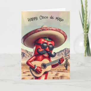 Carte Cinco de Mayo Red Chili Pepper Guitariste