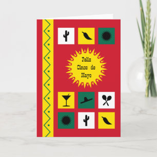 Carte Cinco de Mayo rouge d'inspiration mexicaine