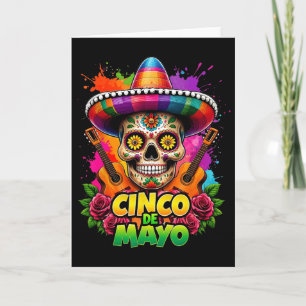 Carte Cinco De Mayo Squelette Crâne Sombreros Guitare Me