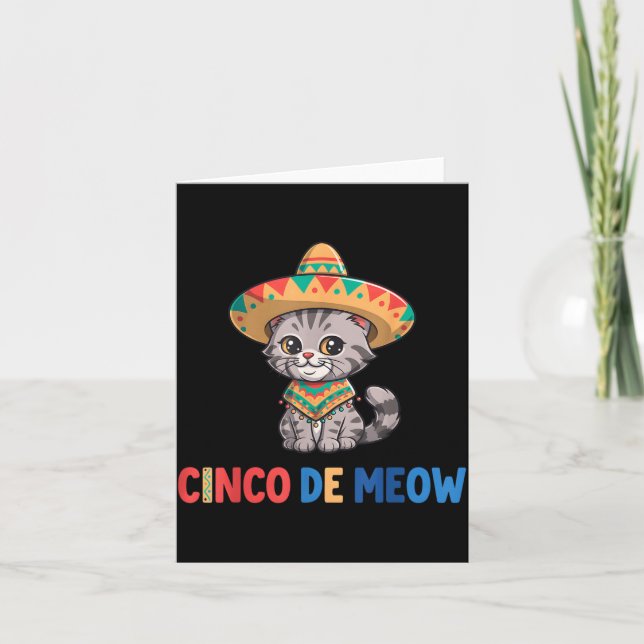 Carte Cinco De Meow Drôle Chapeau Chat Cinco De Mayo (Devant)