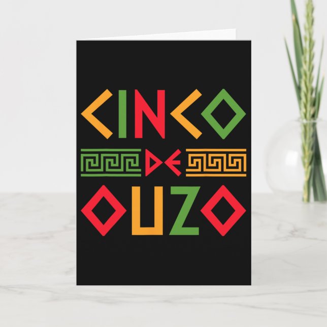Carte Cinco De Ouzo Rétro Drôle Grec Pâques Cinco De Ma (Devant)