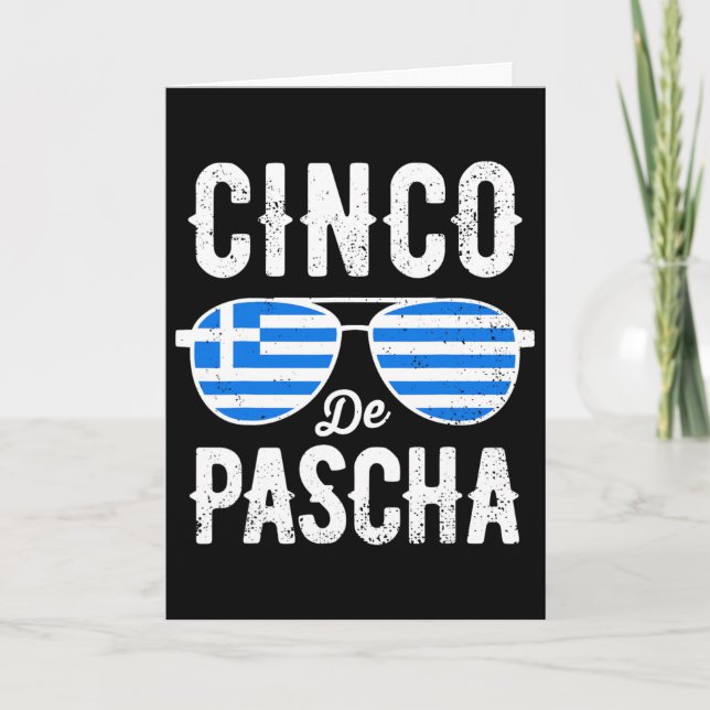 Carte Cinco De Pascha Drapeau Grèce Drôle Pâques grec Ci (Devant)
