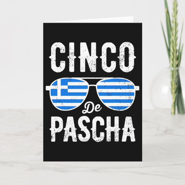 Carte Cinco De Pascha Drapeau Grèce Drôle Pâques Grec Ci (Devant)