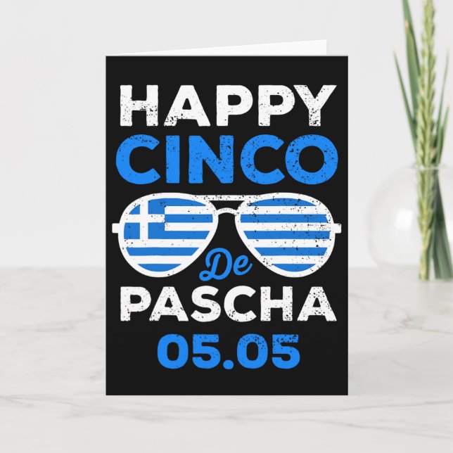 Carte Cinco De Pascha Drapeau Grèce Drôle Pâques Grec Ci (Devant)