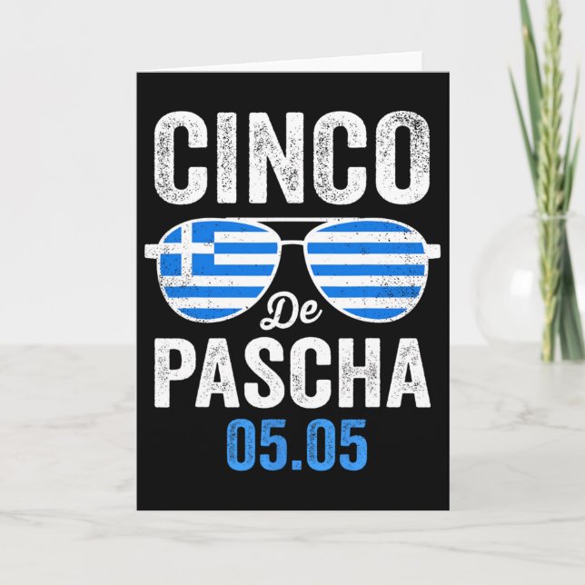 Carte Cinco De Pascha Drapeau Grèce Drôle Pâques Grec Ci (Devant)