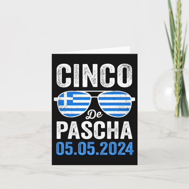 Carte Cinco De Pascha Grèce Drapeau Drôle Grec Funky Cin (Devant)