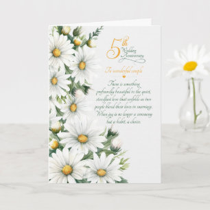 Carte Cinq ans de mariage : marguerites sentimentales