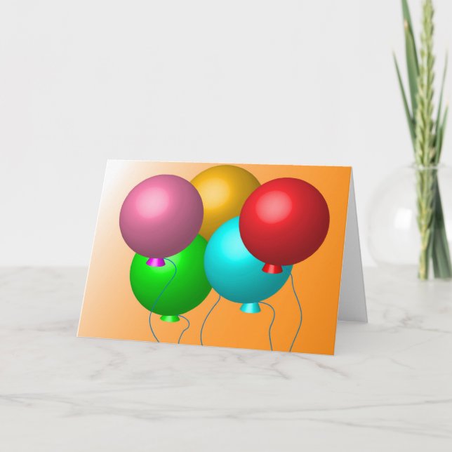 Carte Cinq ballons d'anniversaire (Devant)