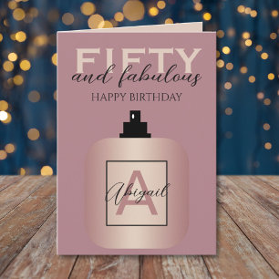 Carte Cinquante ans et fabuleux parfum rose doré pour an