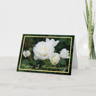 Carte Cinquième Anniversaire Mariage Souhaite 5 Roses Bl