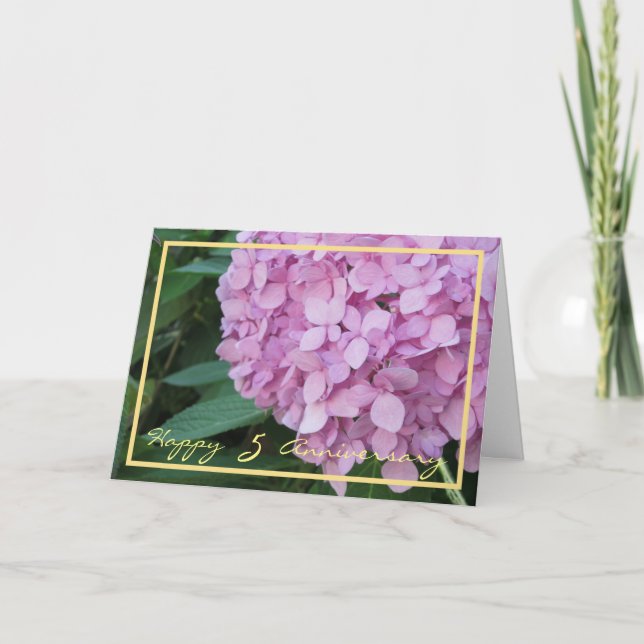 Carte Cinquième Anniversaire Mariage Souhaite Purple Hyd (Devant)