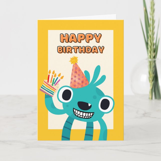 Carte Cinquième anniversaire mignon pour enfant avec cré (Devant)