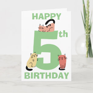 Carte Cinquième Doodle de 5 ans Anniversaire Chats Messa