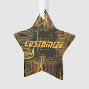 Carte circuit orange PCB personnalisée geek Out