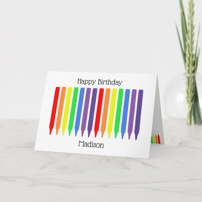 Carte Cire crayons couleurs vives arc-en-ciel couleurs h (Devant)