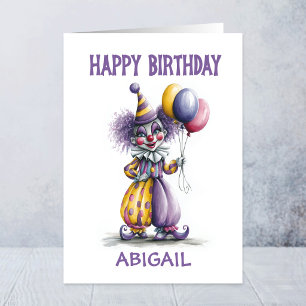 Carte Cirque Joyeux Clown Tenant Des Ballons Anniversair