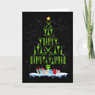 Carte Ciseaux Cheveux Arbre de Noël Drôle Coiffeur Xma